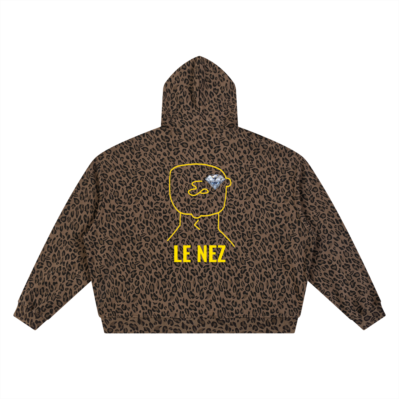 Unisex Leopard Print Waffle Full Zip Hoodie